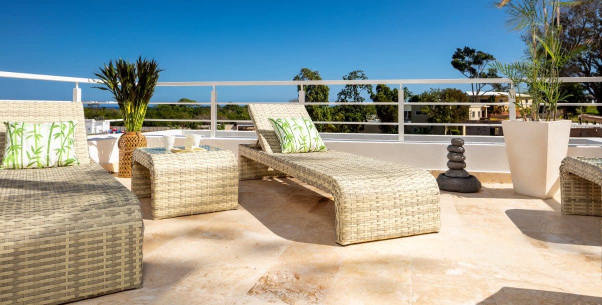 buyDRproperty Relaxing outdoor patio at Beautiful Villa SEASHELL in Casa Linda, Dominican Republic. Sosua Real Estate