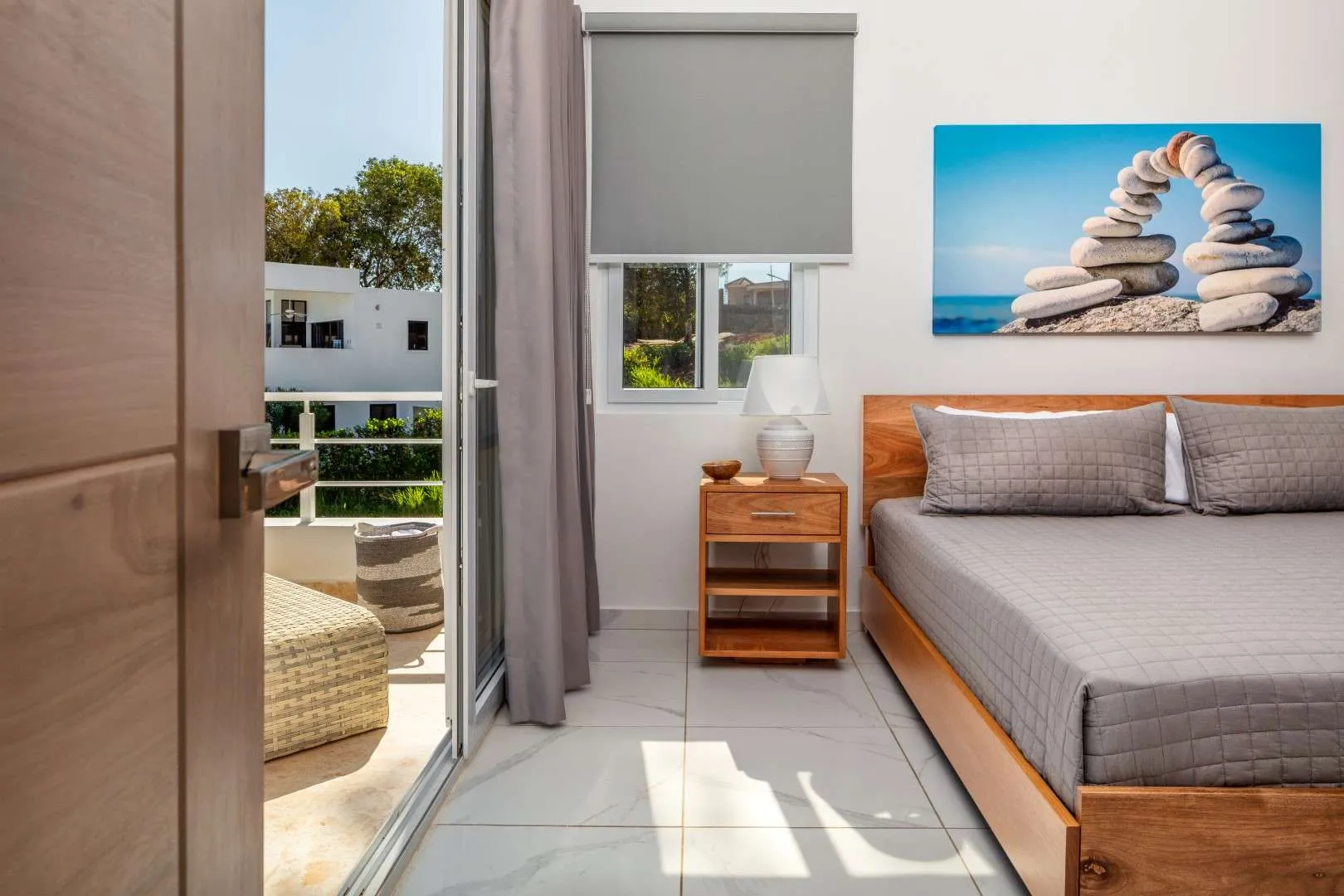 buyDRproperty Villa Seashell Casa Linda bedroom with balcony view, 3BR luxury villa Sosua Real Estate