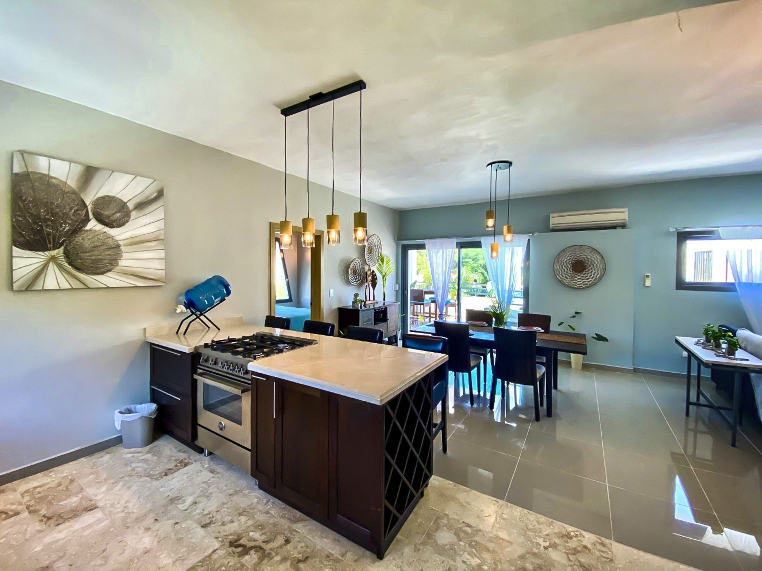 buyDRproperty Modern kitchen and dining area in a ProCab penthouse Sosua Real Estate