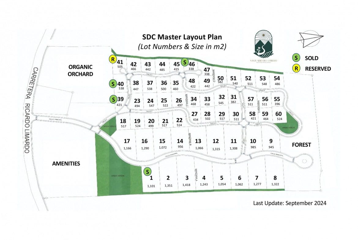 buyDRproperty SDC Master Layout Plan showing country side building lots for sale. Sosua Real Estate